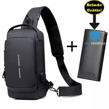 Bolsa de Ombro com Sistema Antifurto e Carregamento Usb + Brindes