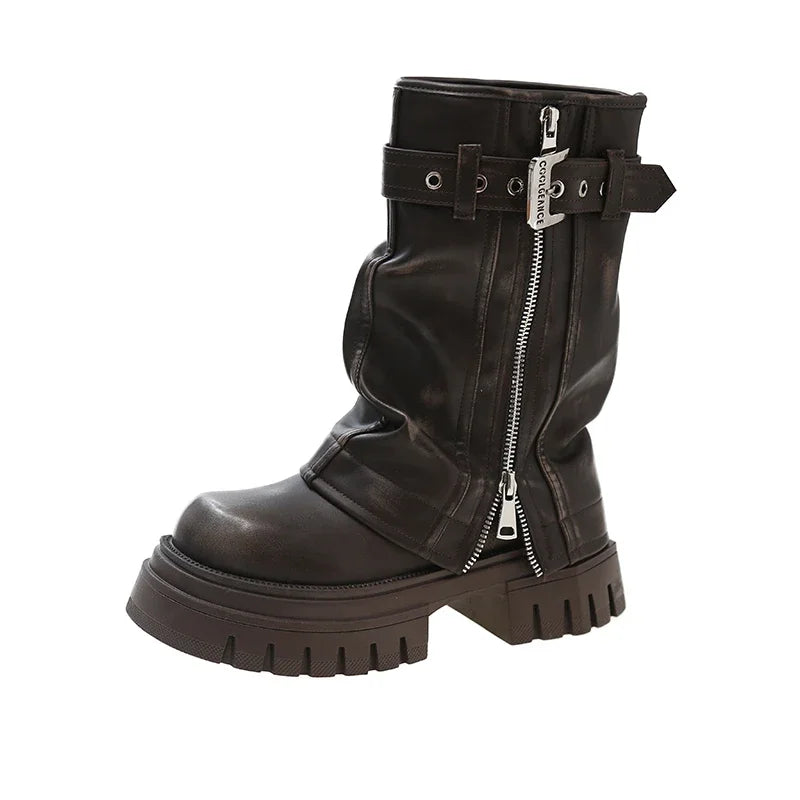 Bota Feminina de Couro Cano Médio Mary