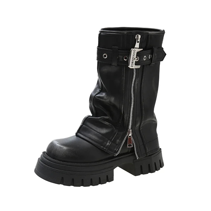Bota Feminina de Couro Cano Médio Mary