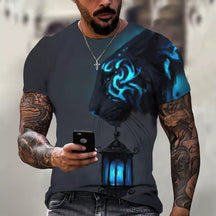Camiseta Masculina 3D Manga Curta Felines