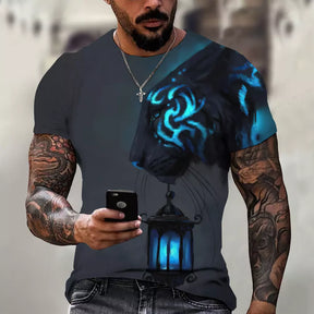Camiseta Masculina 3D Manga Curta Felines
