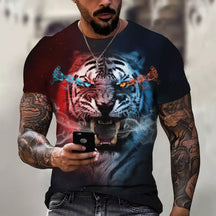 Camiseta Masculina 3D Manga Curta Felines