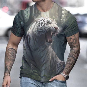 Camiseta Masculina 3D Manga Curta Tiger Max