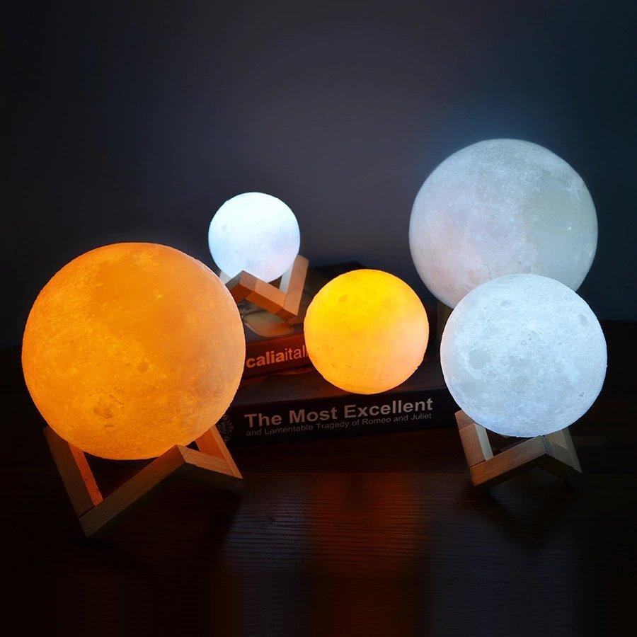 Luminária Decorativa Abajur Lua Cheia 3d 16 Cores